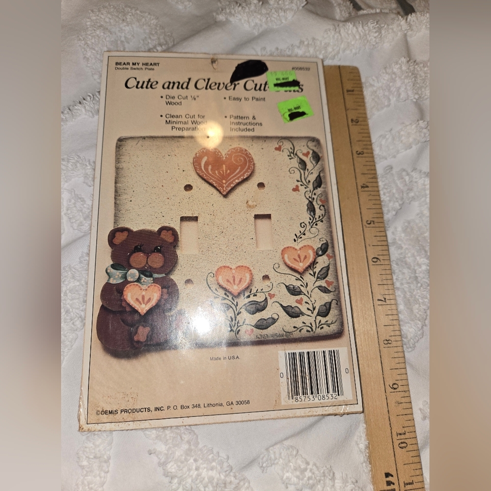 Wall Decor DoubleLight Switch Cover Die Cut Wood Craft Kit Vintage Bear My Heart